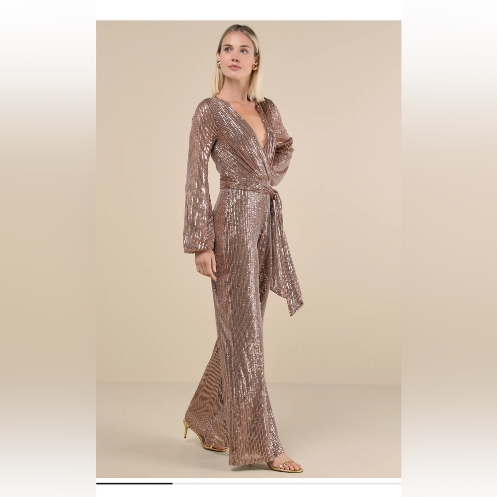 Lulu’s Sequin Long Sleeve Jumpsuit